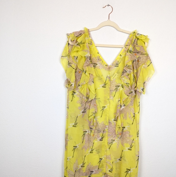 NWT Zadig & Voltaire Rivel Floral Print Chiffon Sheer Dress - Picture 3 of 9